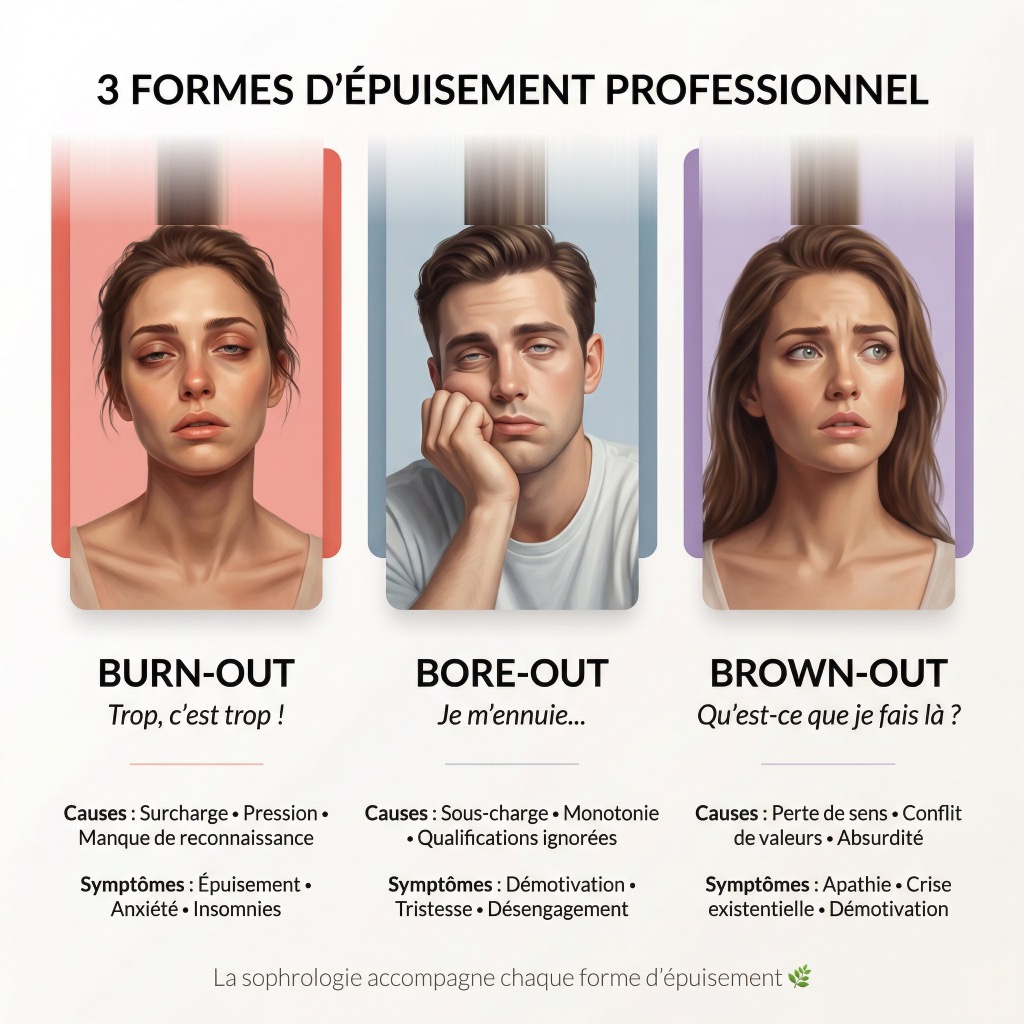 illustration Les 3 épuisements professionnels