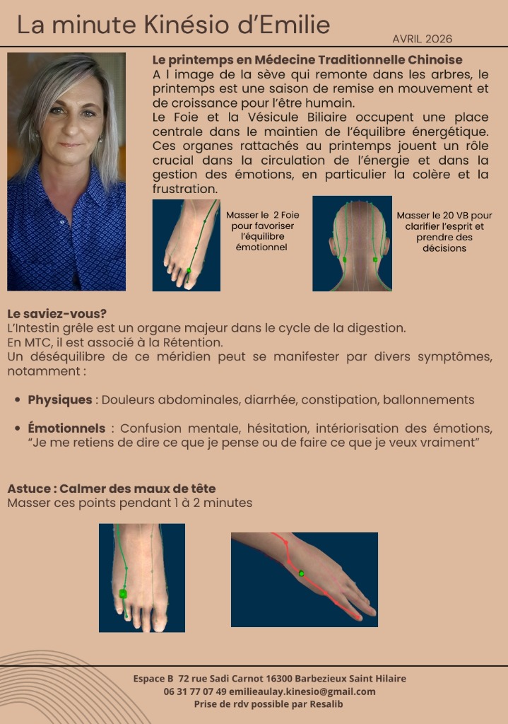 illustration Newsletter avril La minute kinésio d' Emilie