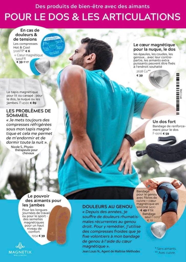 illustration Soulagez vos douleurs du dos, genoux avec les aimants.