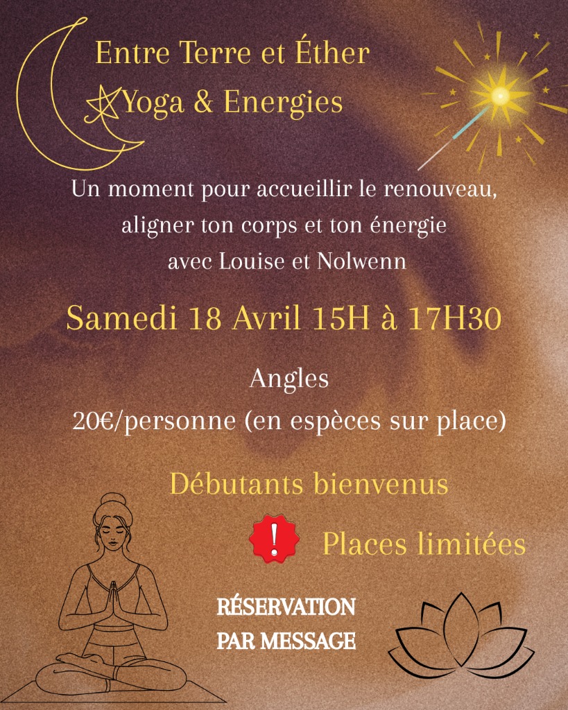 illustration Atelier Entre Terre & Éther – Yoga & Énergie  du 18 Avril🌿