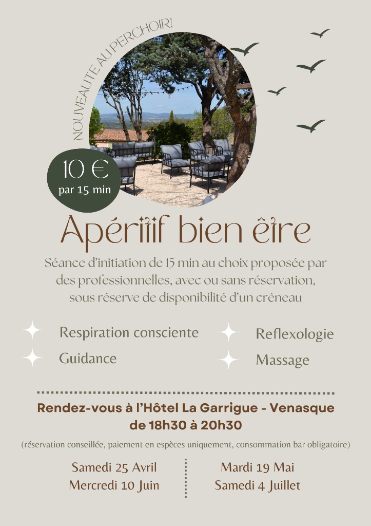 illustration Apéritifs bien-être à l'hôtel la garrigue à Venasque (Vaucluse)
