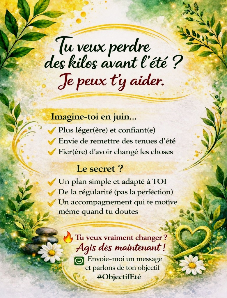 illustration 🚩 Tu veux perdre tes kilos en trop avant l'été ? Et te sentir mieux dans ton corps et dans ta tete ?