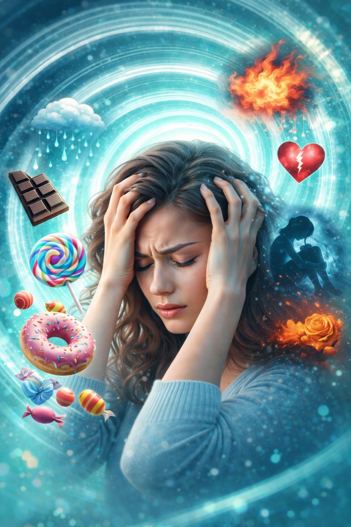 illustration hypnose et compulsions sucrées