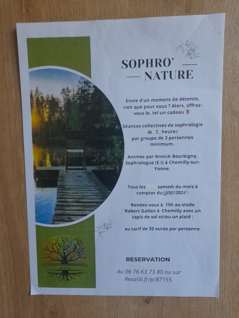 illustration Séance 2h Sophro Nature collective en bord d'étang et collation