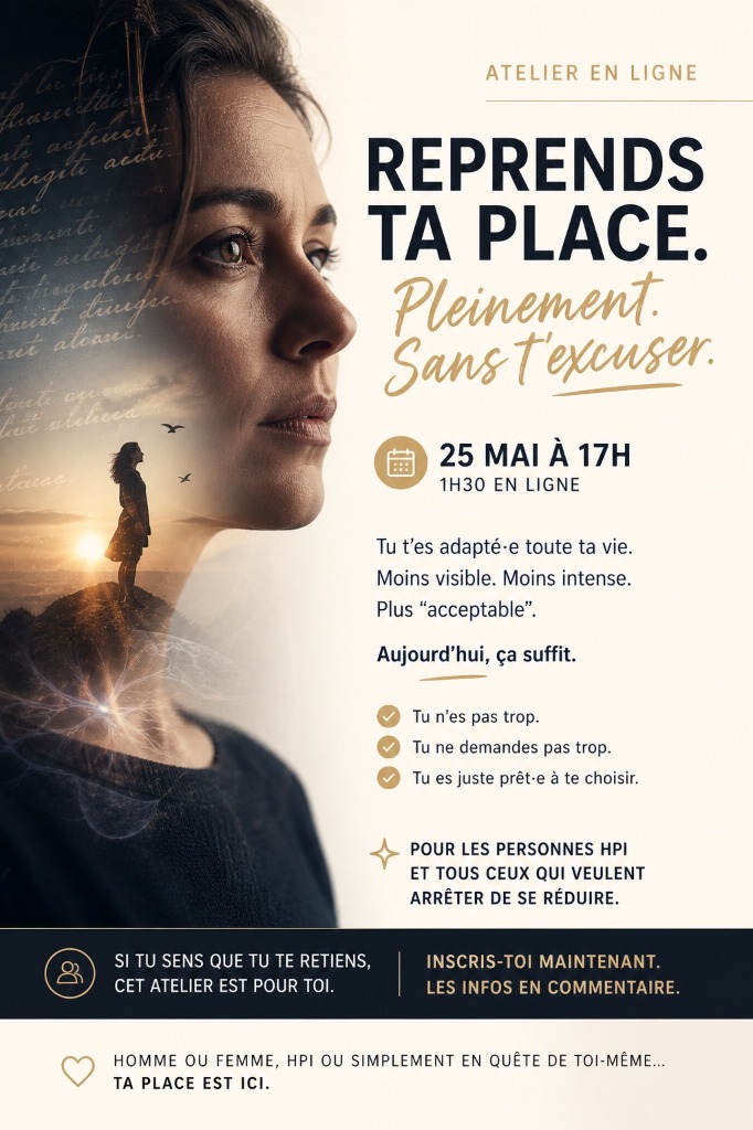 illustration Reprends ta place. Pleinement. Sans t'excuser. Le 25 mai à 17h