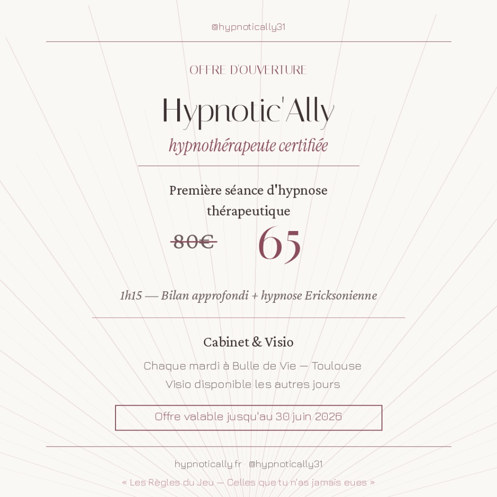 illustration Offre d'ouverture — Première séance d'hypnose à 65€ au lieu de 80€