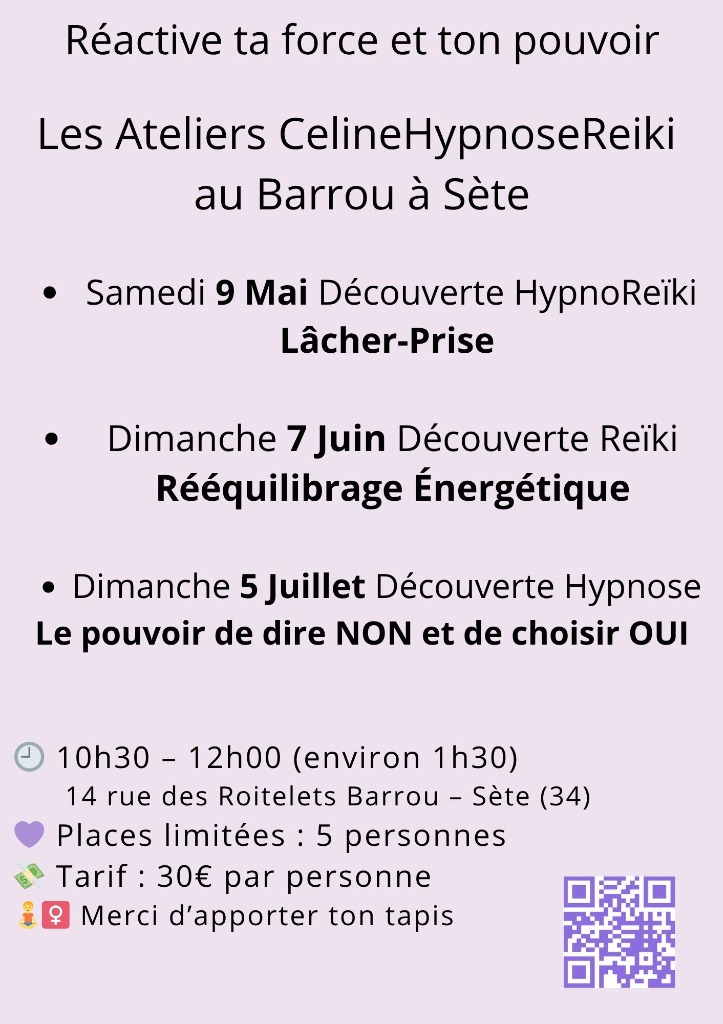 illustration Calendrier Ateliers Découverte Céline Hypnose Reiki Sète