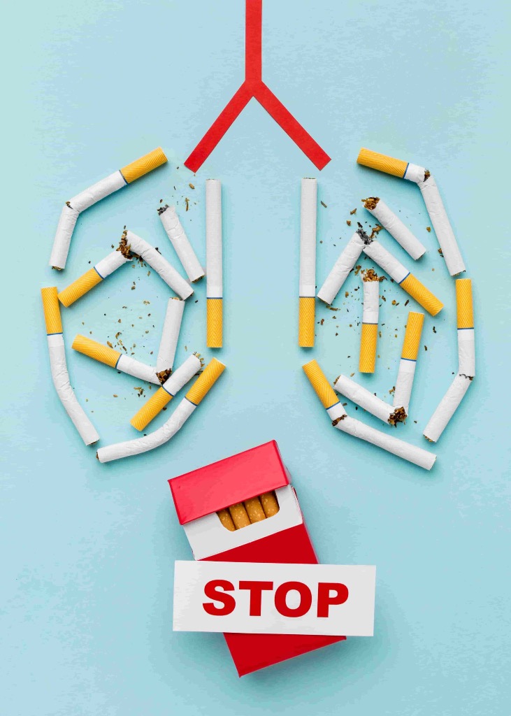 illustration Effets de la cigarette sur le corps et arrêt du tabac par laser auriculaire