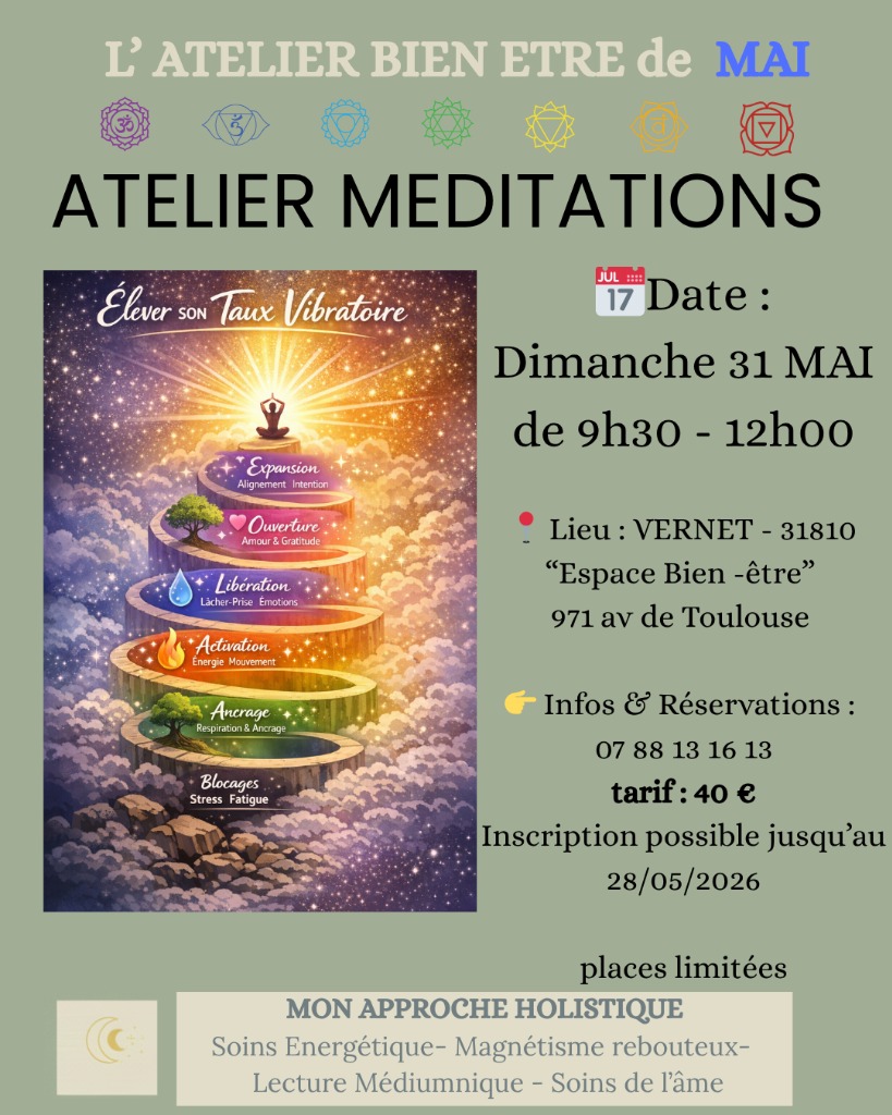 illustration ATELIER DE MEDITATION - Elever ton taux Vibratoire