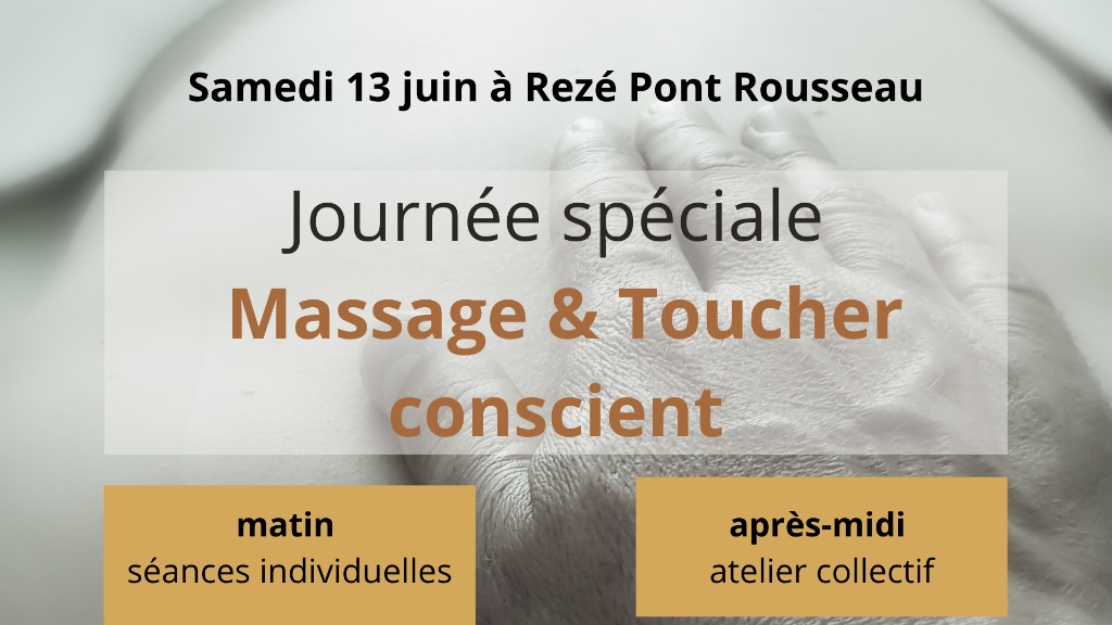 illustration Spécial atelier Massage & Toucher conscient le 13 Juin au Studio Eveil 0 Sens Rezé Pont Rousseau