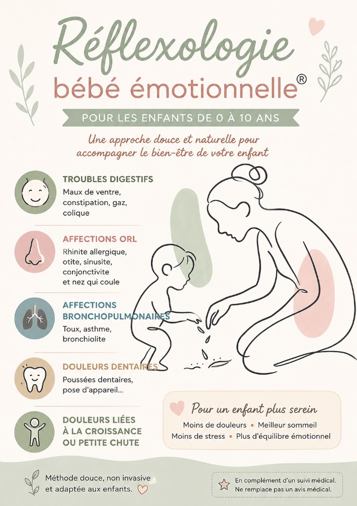 illustration Réflexologie bébé émotionnelle® troubles physique et douleurs
