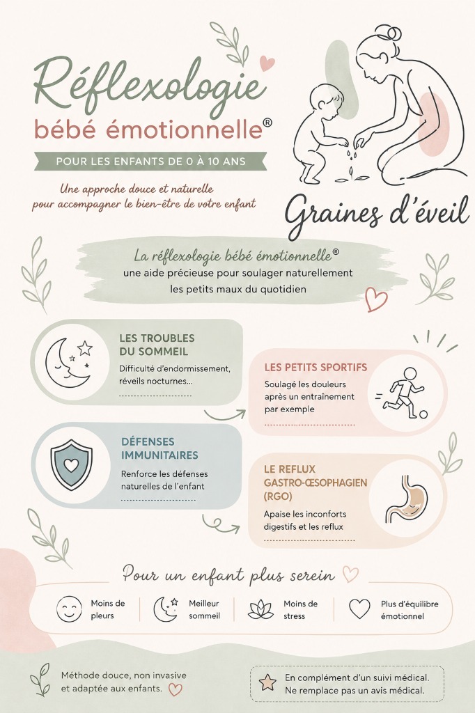 illustration Réflexologie bébé émotionnelle® troubles du sommeil, immunité et RGO