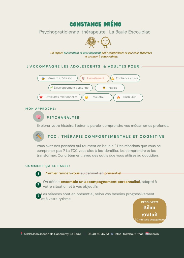illustration Bilan découverte gratuit: psychopraticienne La Baule-Escoublac