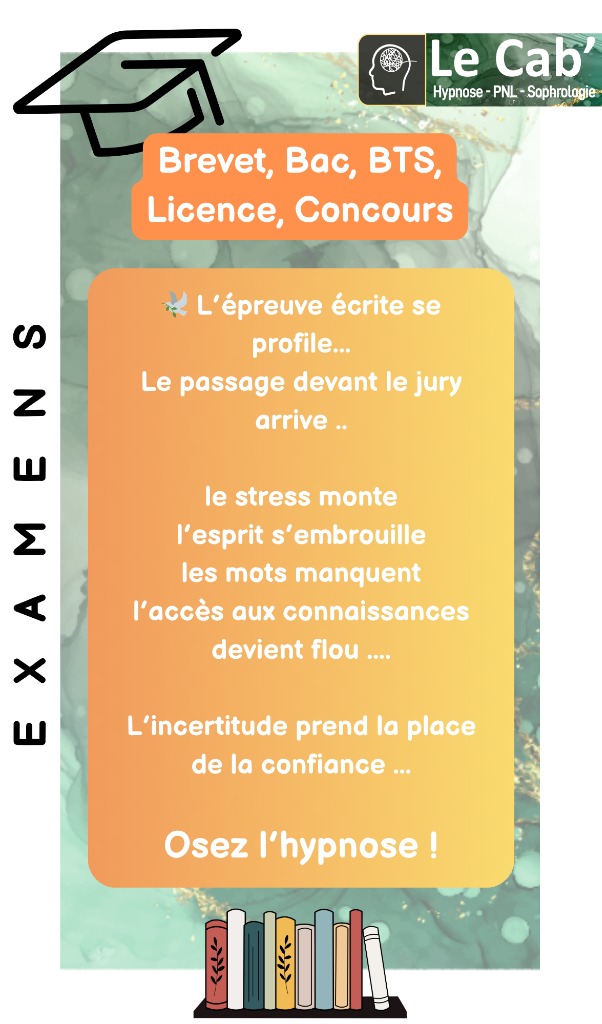 illustration Brevet, Bac, Examens, concours, permis ... l'hypnose peut vous aider !