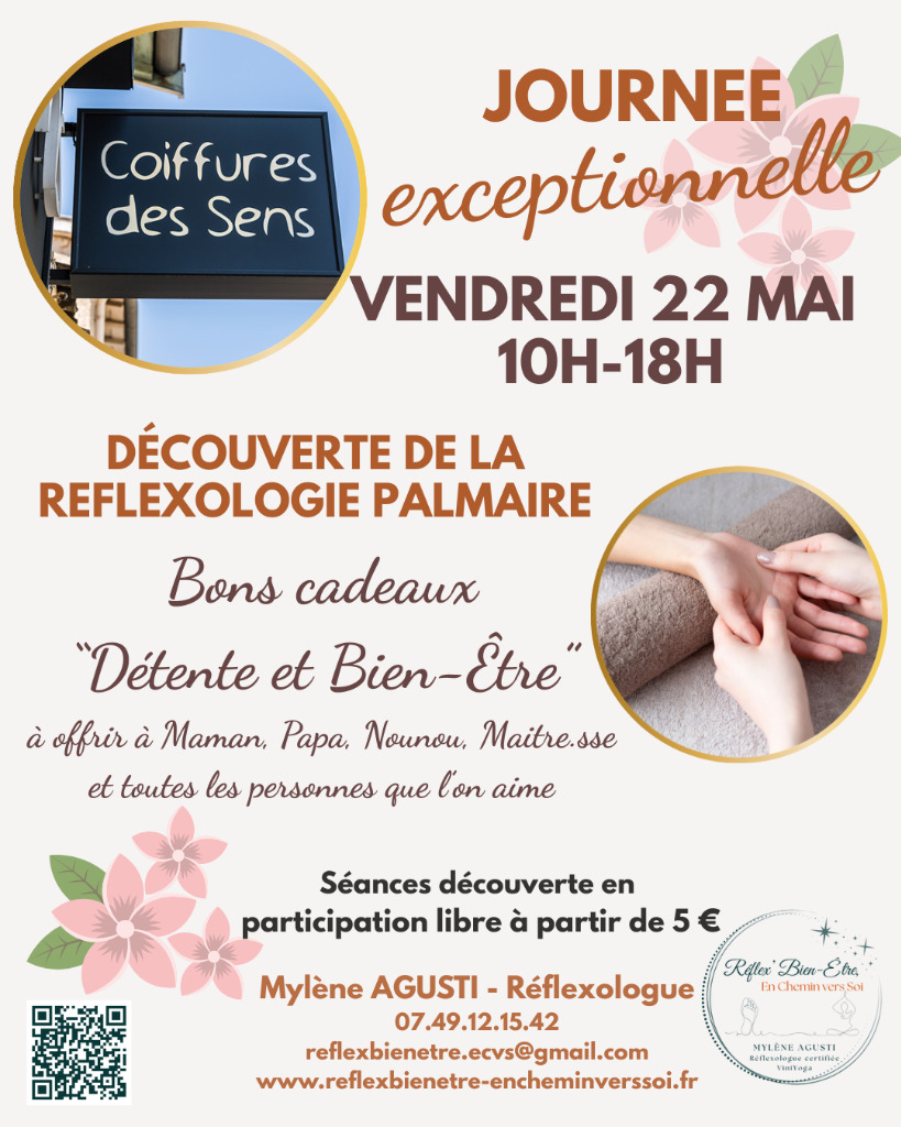 illustration Journée découverte de la Réflexologie palmaire - salon Coiffure des Sens