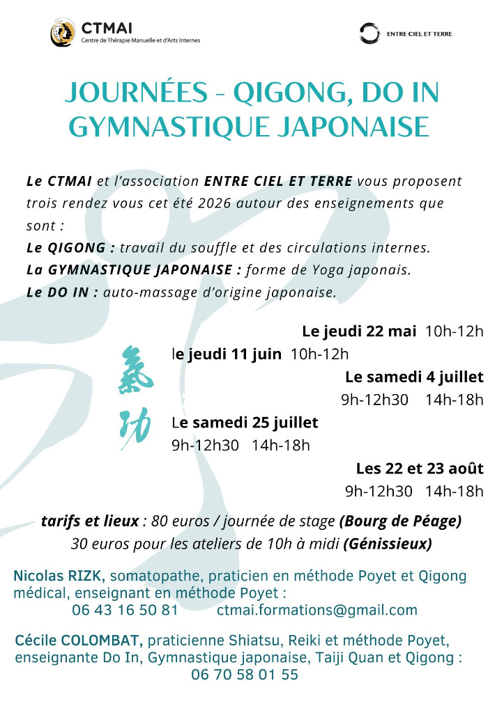 illustration Stages de qi gong, do in et gymnastique japonaise