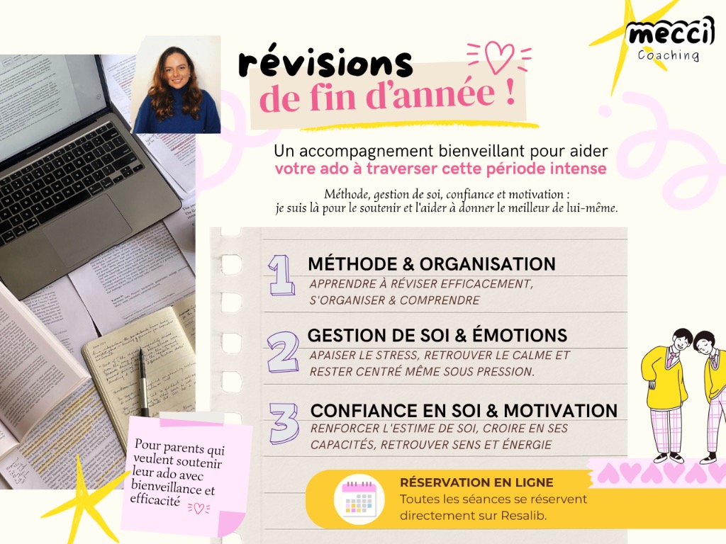 illustration RÉVISIONS SEREINES • VIVE LE COACHING ! 🌷