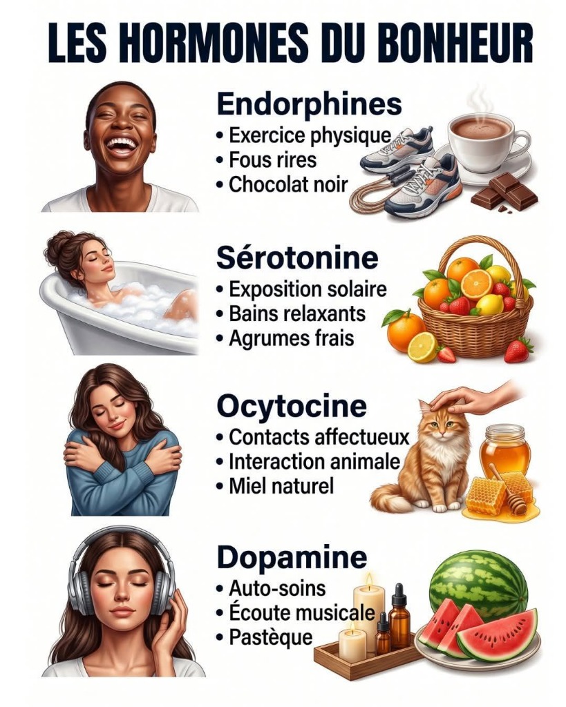 illustration LES HORMONES DU BONHEUR