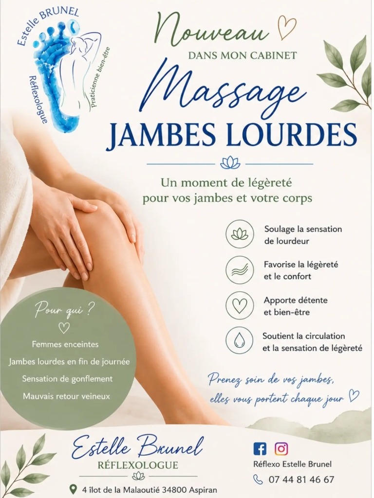illustration massage jambes lourdes et drainage lymphatique