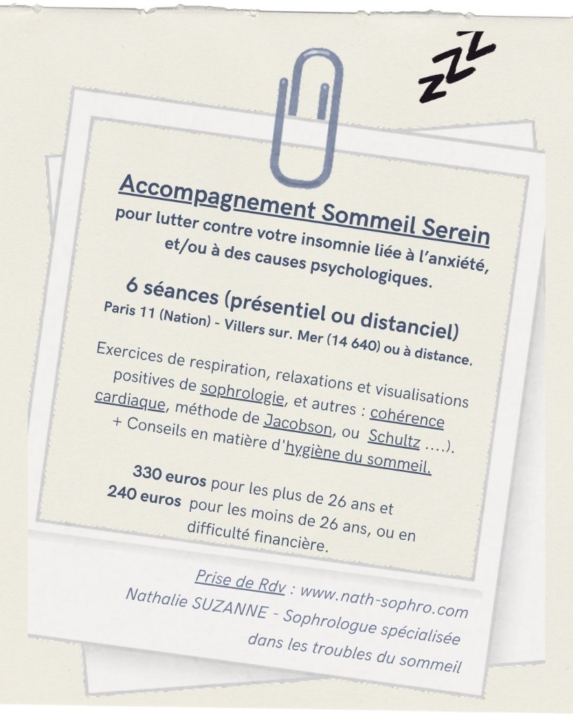 illustration Accompagnement Sommeil Serein - 6 séances de sophrologie en présentiel (Paris 11 ou Villers-Sur-Mer)ou distanciel.