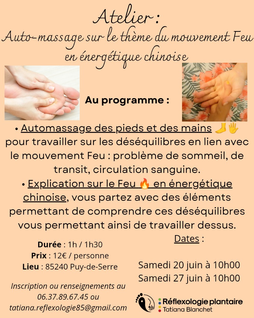 illustration Auto-massage sur le thème du mouvement Feu en énergétique chinoise