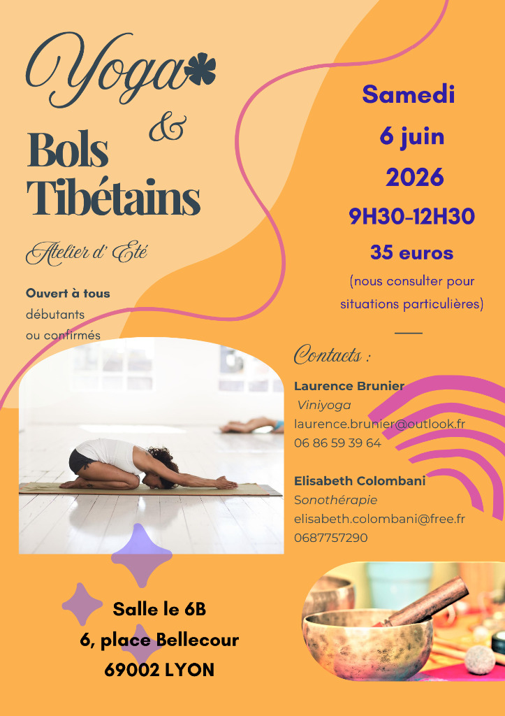illustration Yoga et bols tibétains d'été 2026