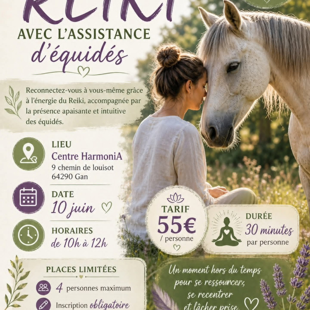 illustration Reiki en présence d'équidés