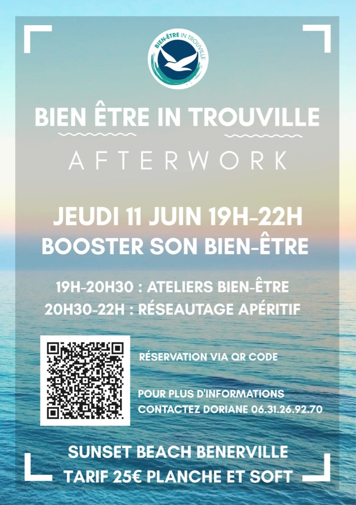 illustration SOIRÉE AFTER WORK "BOOSTER SON BIEN-ÊTRE" LE 11 JUIN 19H-22H À BENERVILLE (14)