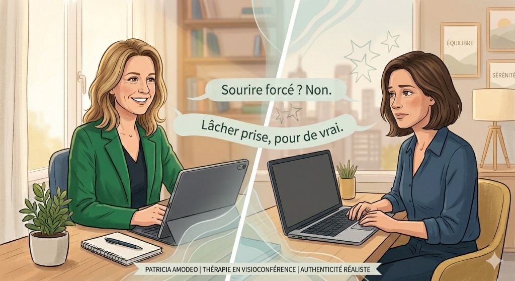 illustration Patricia Amodeo - Quand la pensée positive devient un piège : pourquoi s’obliger à aller bien augmente votre stress