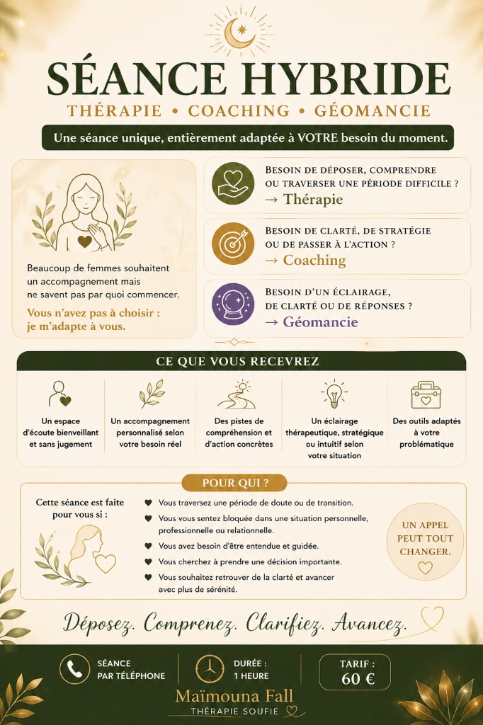 illustration ✨ SÉANCE HYBRIDE ✨  Thérapie • Coaching • Géomanci