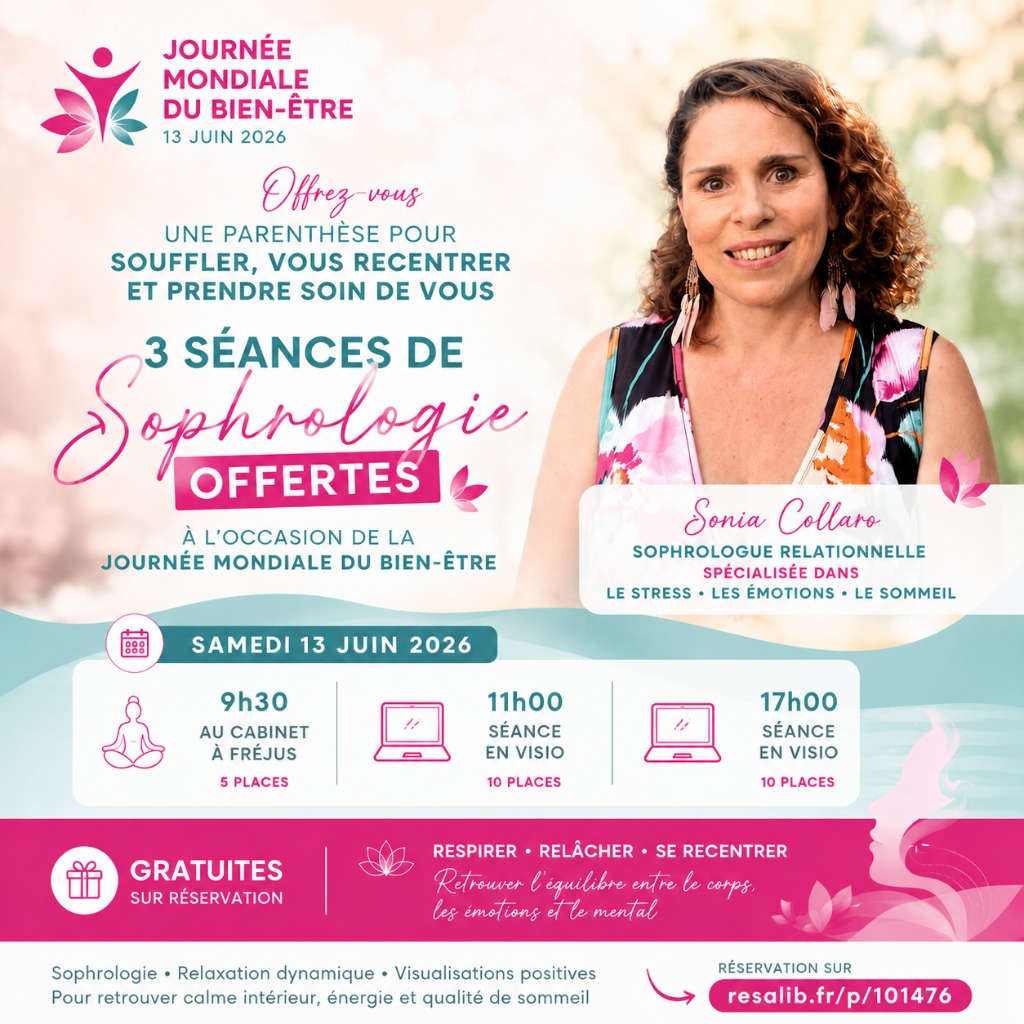 illustration 3 séances de Sophrologie offertes - Journée Mondiale Bien Etre 13 Juin 2026