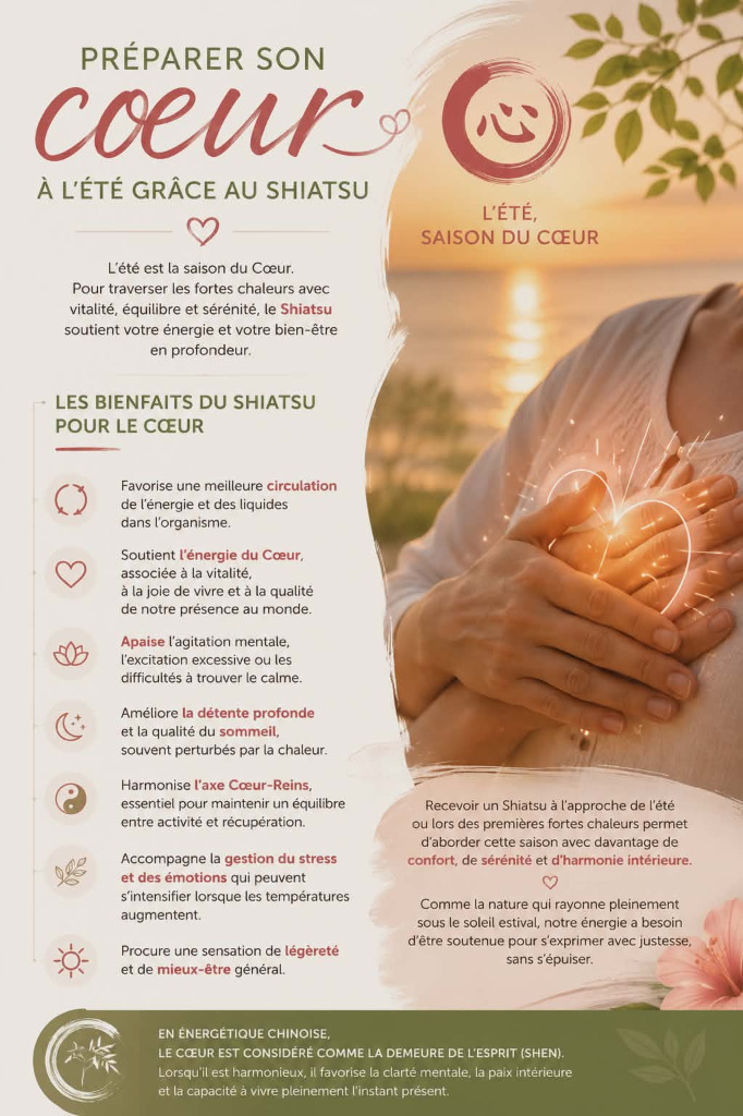 illustration Un soin Shiatsu pour préparer le coeur aux grosses chaleurs estivales