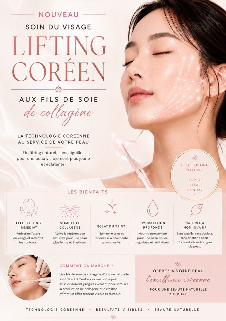 illustration lifting coréen aux fils de soie au collagène