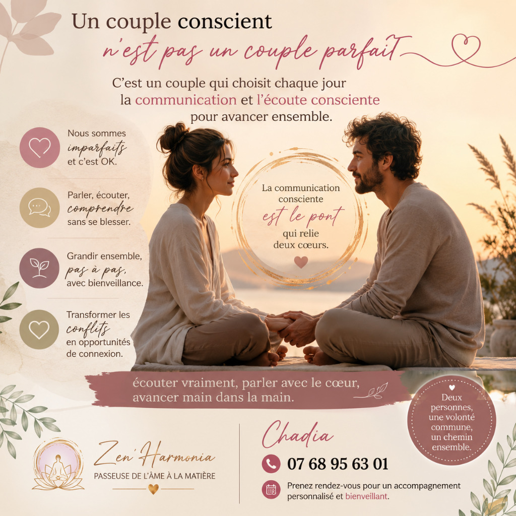 illustration Le couple Conscient : Communication, Bienveillance et Ecoute active