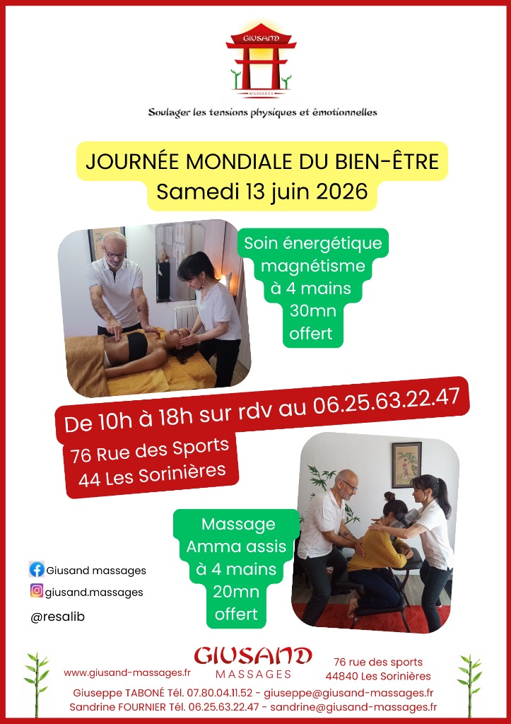 illustration JOURNÉE MONDIALE DU BIEN-ÊTRE 13 JUIN 2026 - Soins offerts