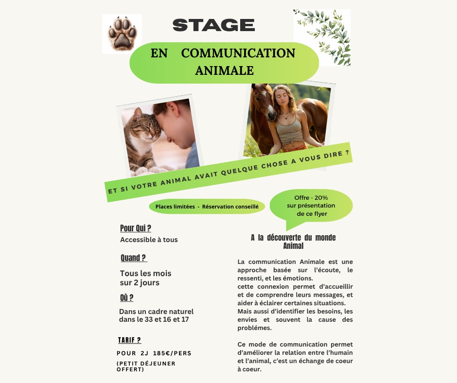 illustration stage d'initiation à la communication animale