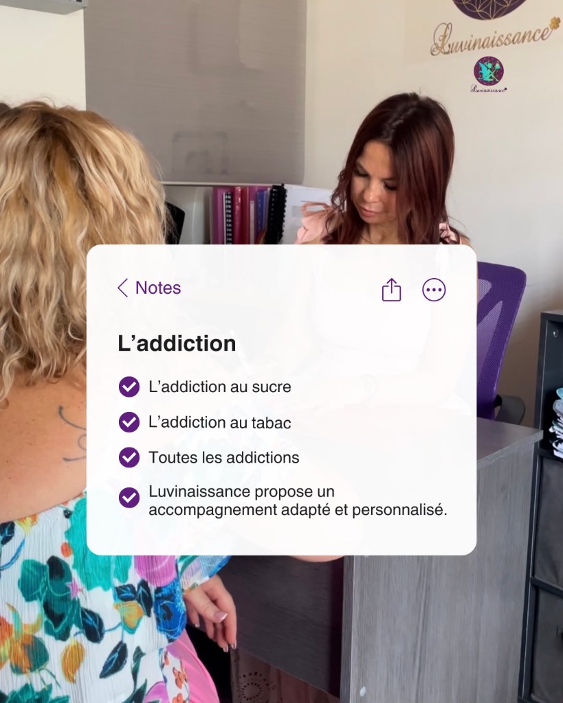 illustration LES ADDICTIONS "LUVINAISSANCE PROPOSE UN ACCOMPAGNEMENT ADAPTE ET PERSONNALISE"