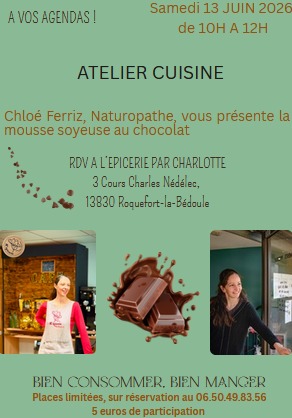 illustration Atelier cuisine - mousse soyeuse au chocolat
