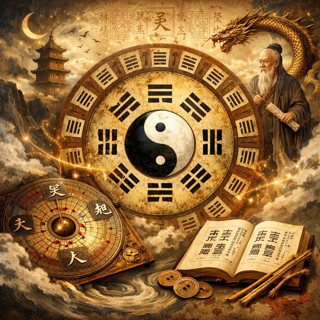 illustration Analyse d'une question par le Yi king ou le Qi Men