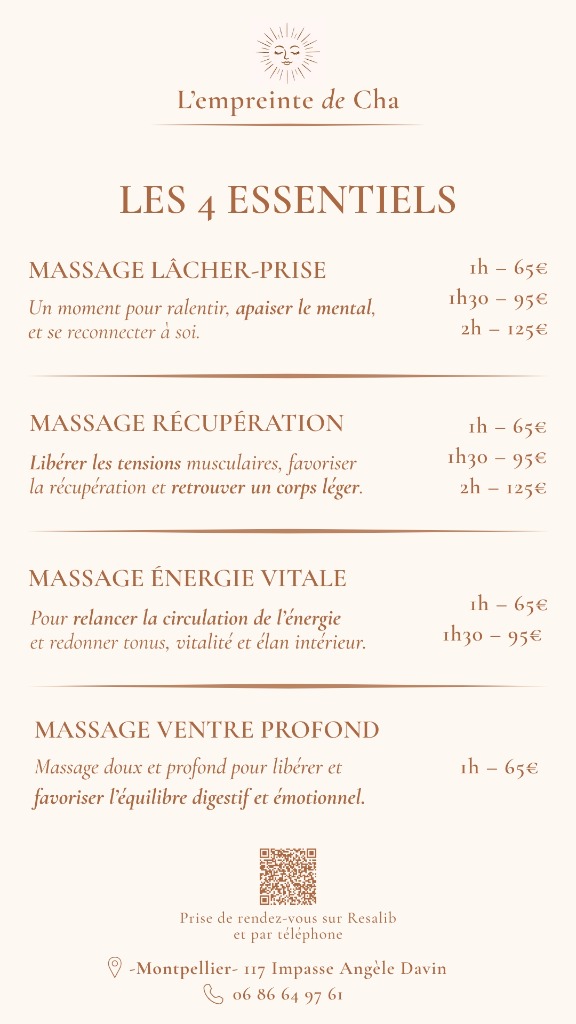 illustration Nouvelle carte Massages - Les 4 Essentiels -