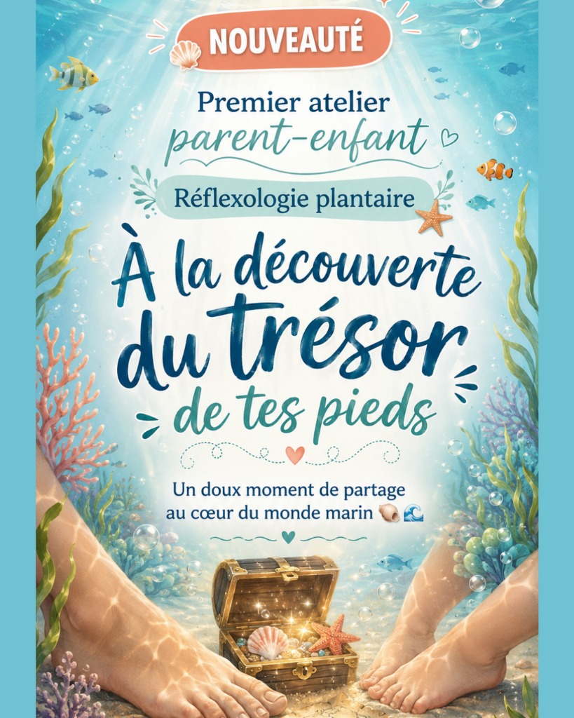 illustration 🌊🐙 Atelier Parent-Enfant 4-8 ans : Voyage au cœur des fonds marins en Réflexologie 👣✨