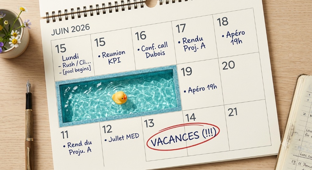 illustration « Vivement les vacances. » On se le dit combien de fois par jour en ce moment ? 🤔🌤️