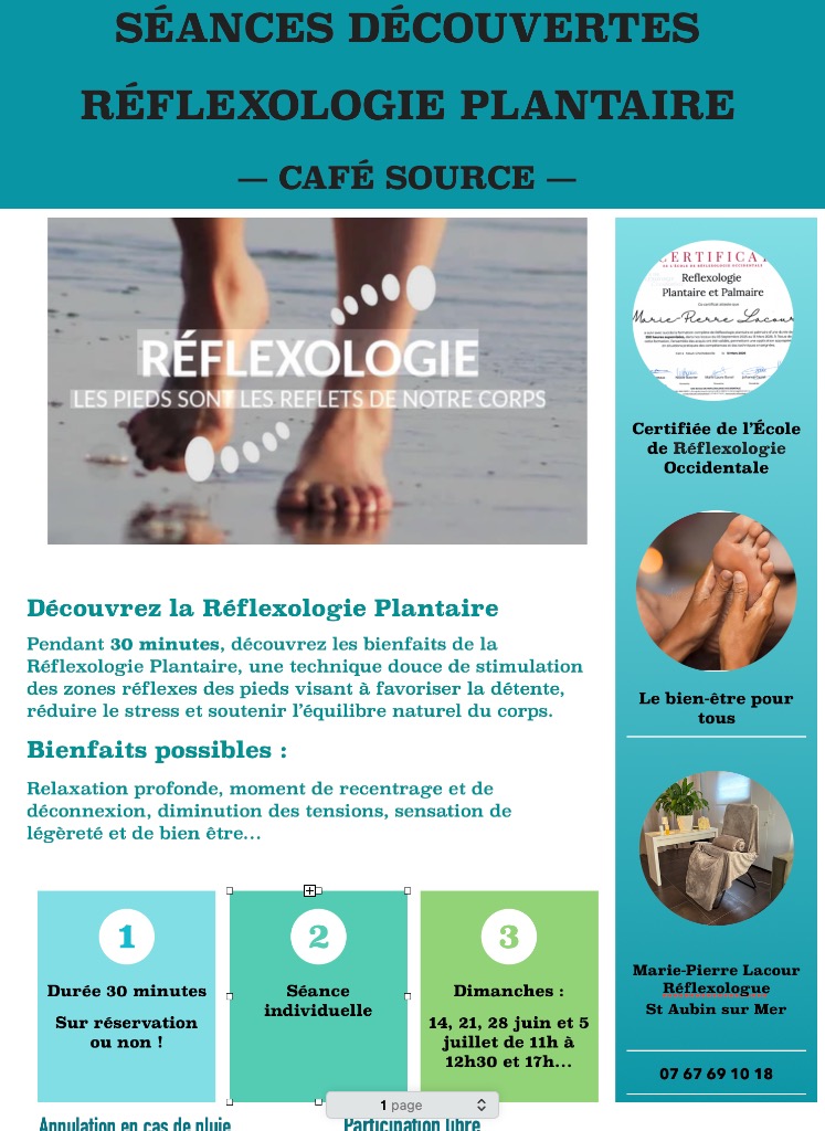 illustration SEANCES DECOUVERTES DE REFLEXOLOGIE PLANTAIRES AU BORD DE LA MERDécouvrez la Réflexologie Plantaire Pendant 30 minutes, découvrez les bienfaits de la