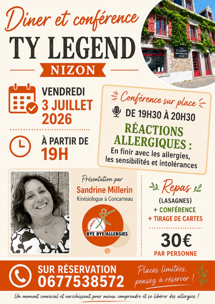 illustration Conférence Bye Bye Allergies au restaurant TY LEGEND à Nizon