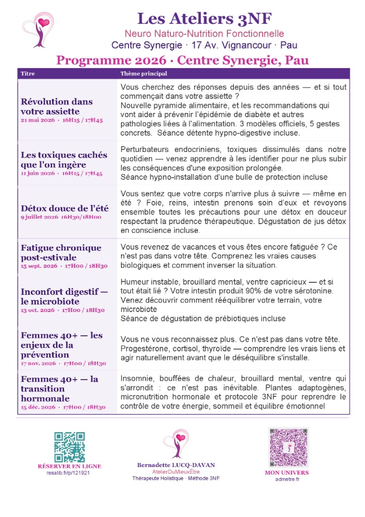 illustration ATELIER 3NF second semestre 2026 Centre Synergie à Pau
