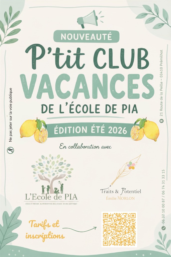 illustration 🎉🌞 P’TIT CLUB VACANCES DE L’ÉCOLE DE PIA 🌞🎉