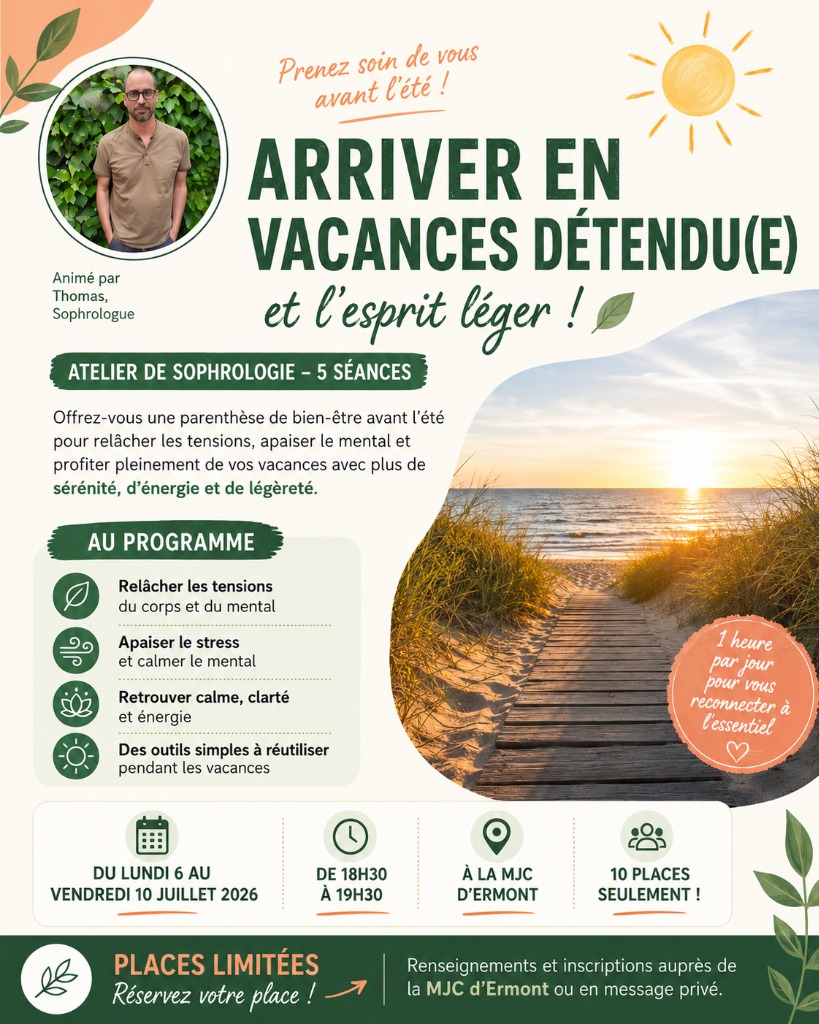 illustration Arriver en vacances détendu(e) et l'esprit léger – Atelier de sophrologie