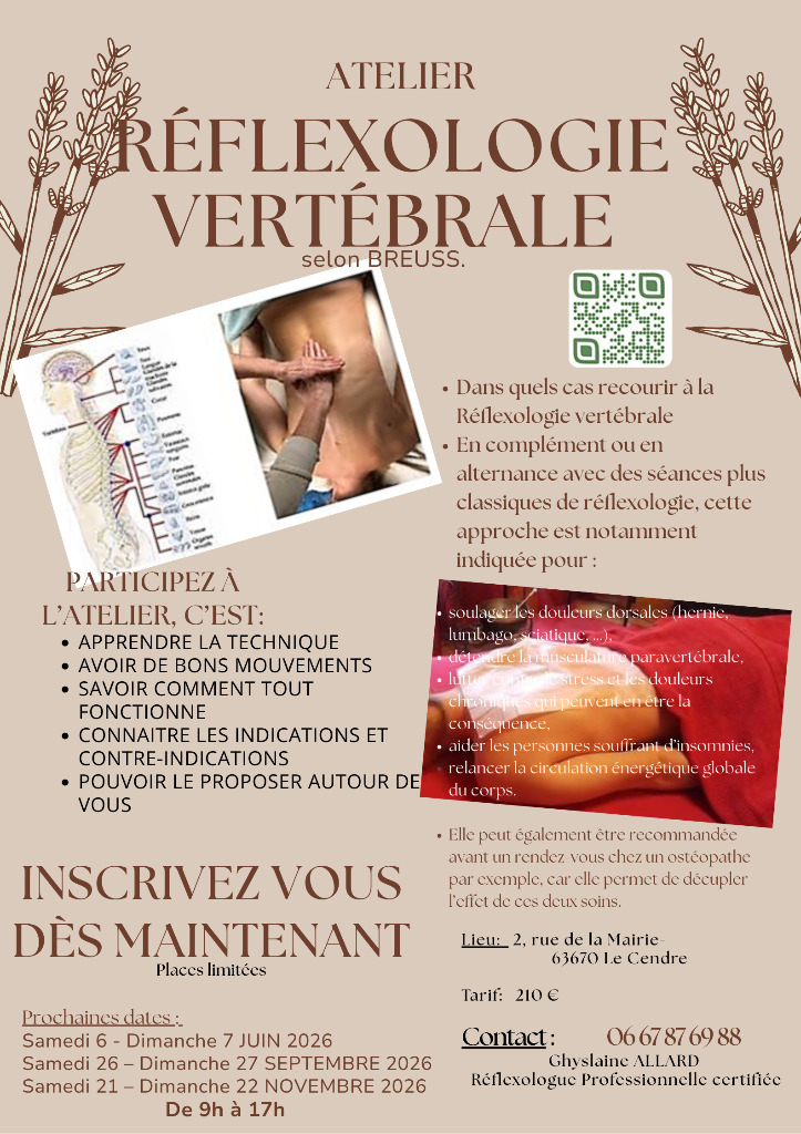 illustration Les inscriptions sont ouvertes !!!Initiez vous à la réflexologie vertébrale dès Septembre