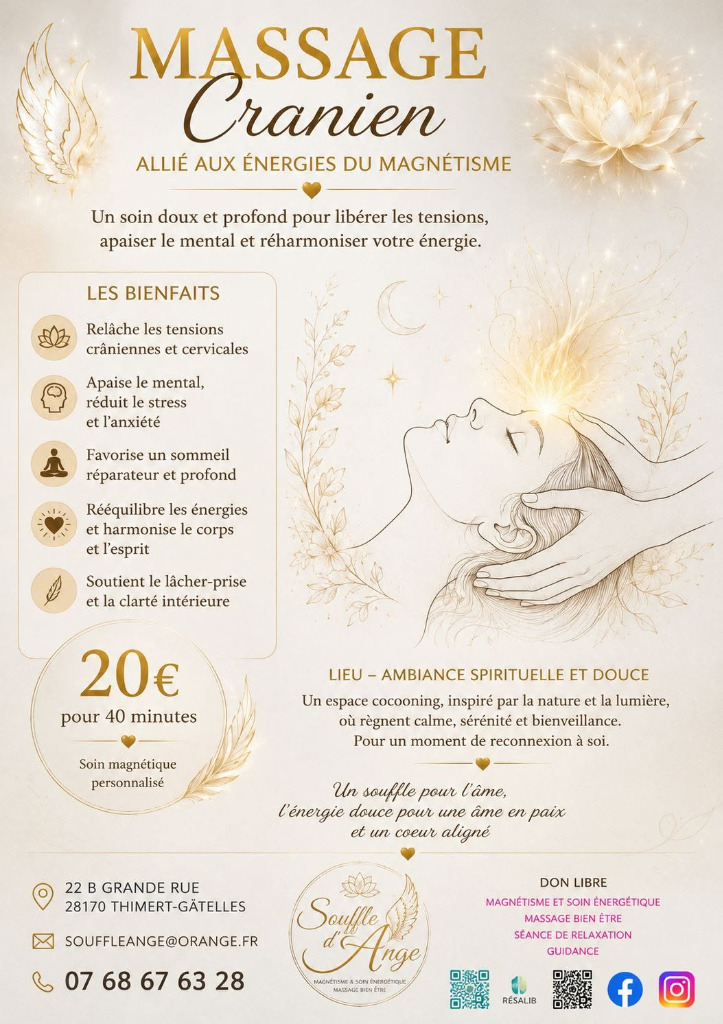 illustration Massage crânien allié aux énergies du magnétisme