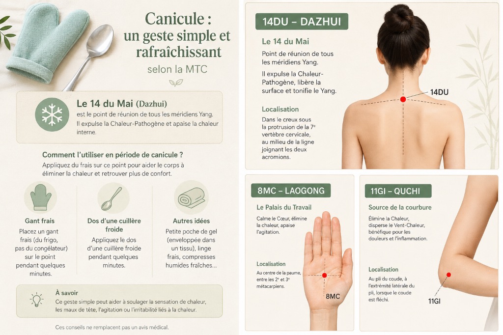 illustration ☀️ CANICULE : DES POINTS D'ACUPRESSION POUF FAIRE BAISSER LA CHALEUR CORPORELLE